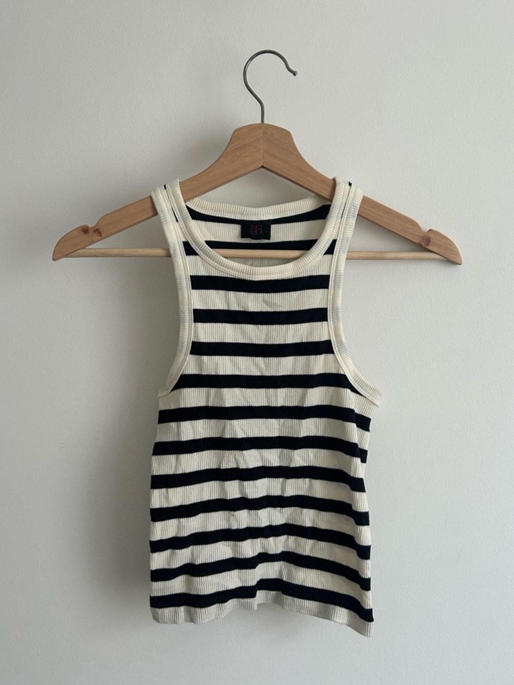 NOBO Black and White Striped Ribbed Tank
